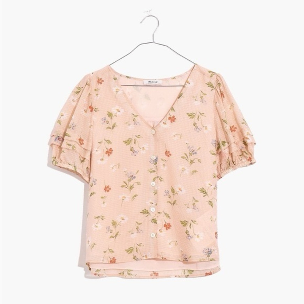 Madewell Silk Pembroke Top in Seaside Floral